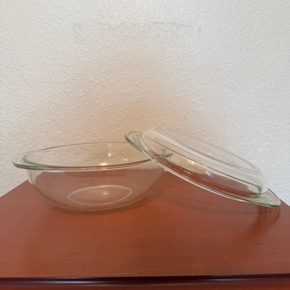 Vintage PYREX #21 Clear Glass 2 Quart 9" Casserole Bowl with Lid Made in USA